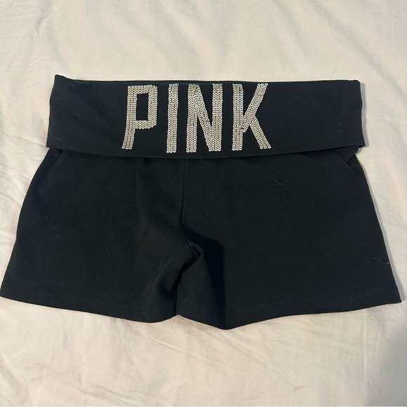 Y2K PINK Victoria Secret Bling YOGA SHORTIE SHORTS - Picture 1 of 4